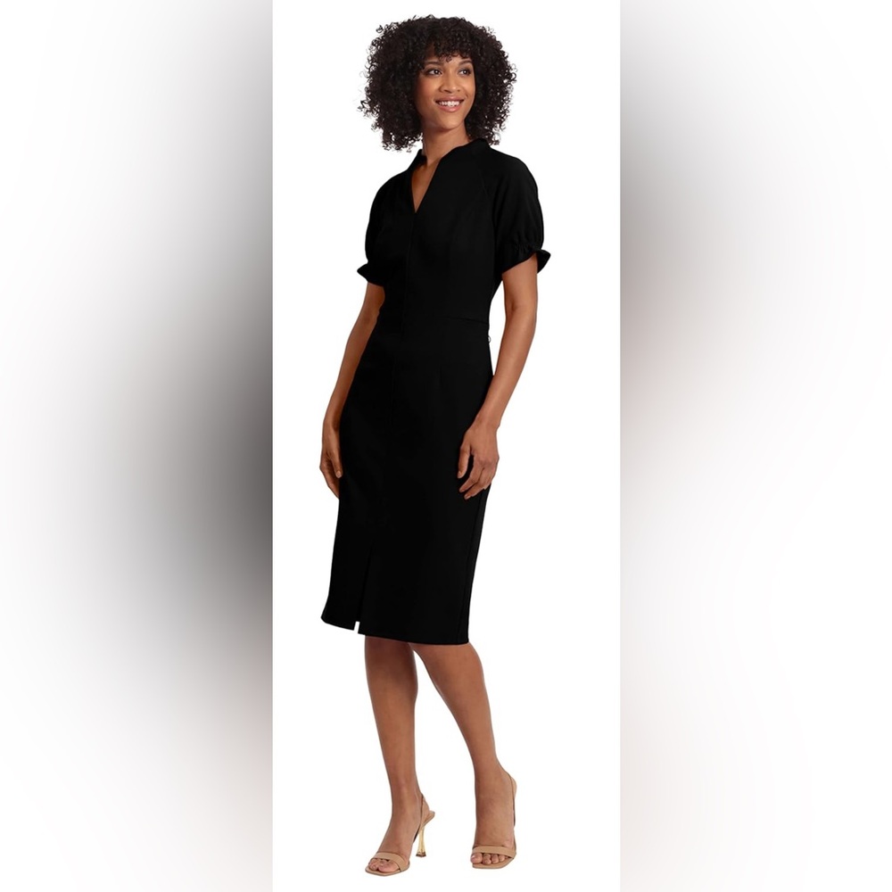 Maggy London Women's Notch Neck Black Sheath Dress | Office Workwear | Sz 4